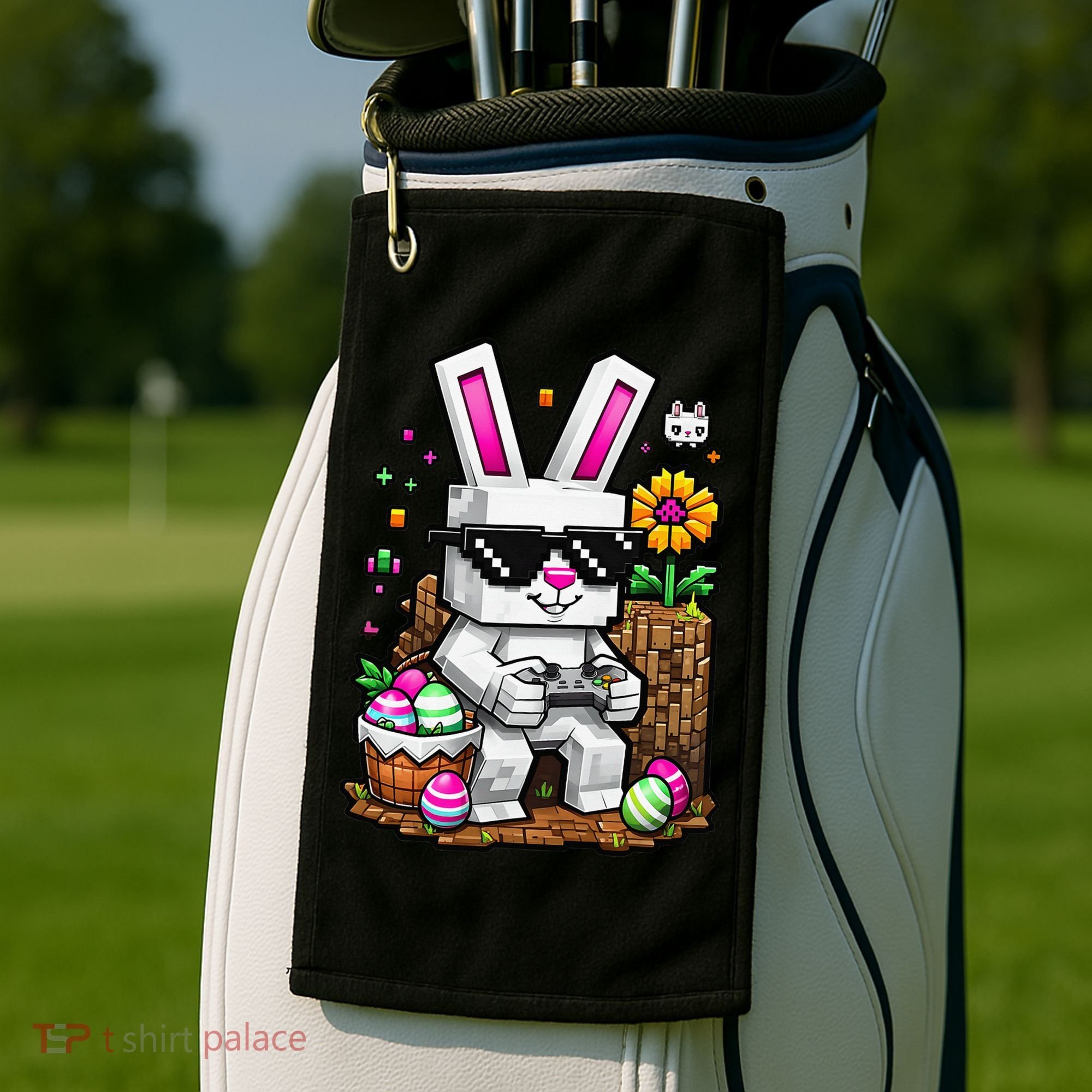 Happy Easter Day Bunny Egg Video Game Gamer Golf Towel
