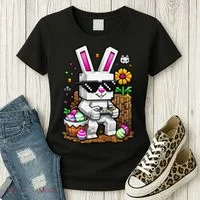 Happy Easter Day Bunny Egg Video Game Gamer Women's T-Shirt thumb 3