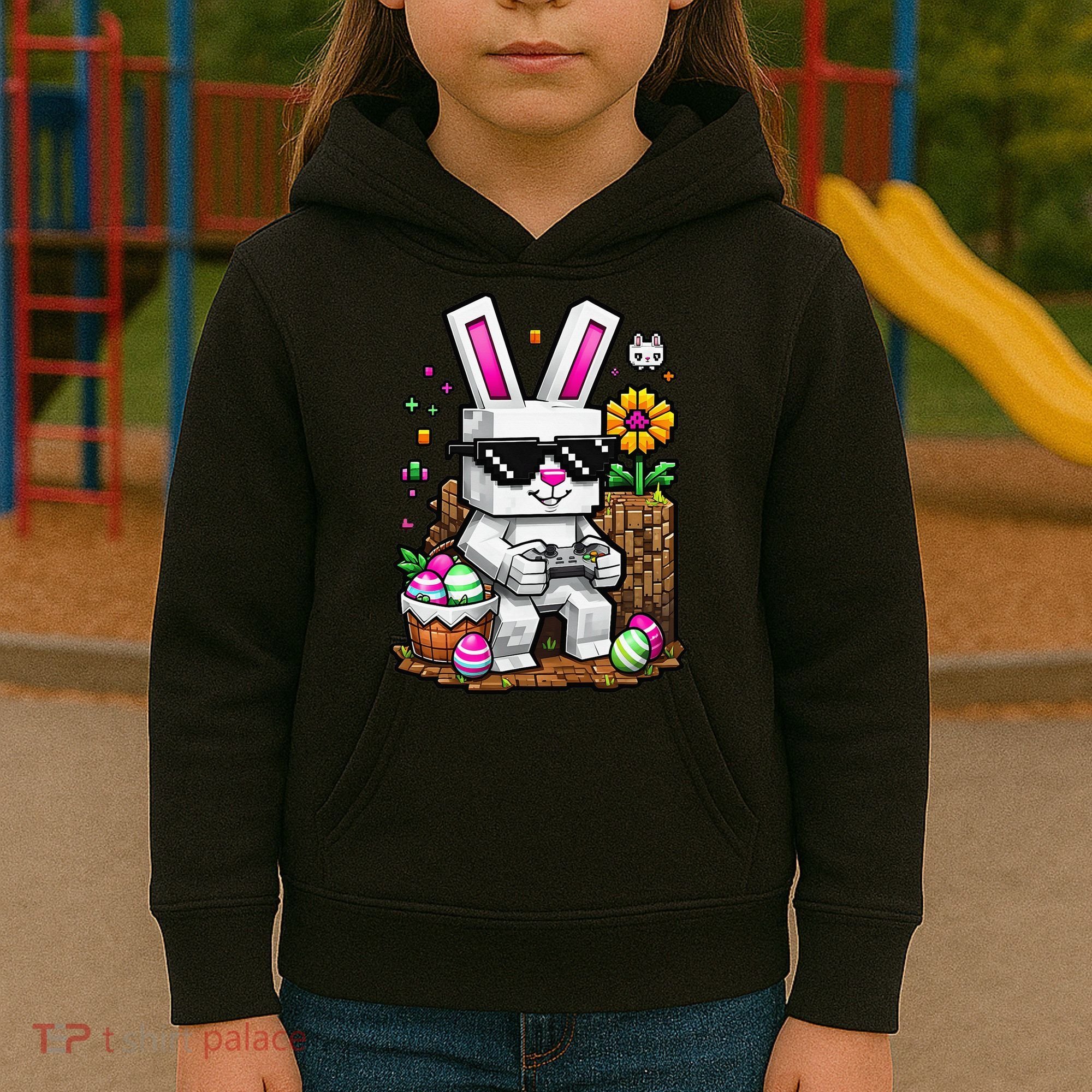 Happy Easter Day Bunny Egg Video Game Gamer Kids Hoodie