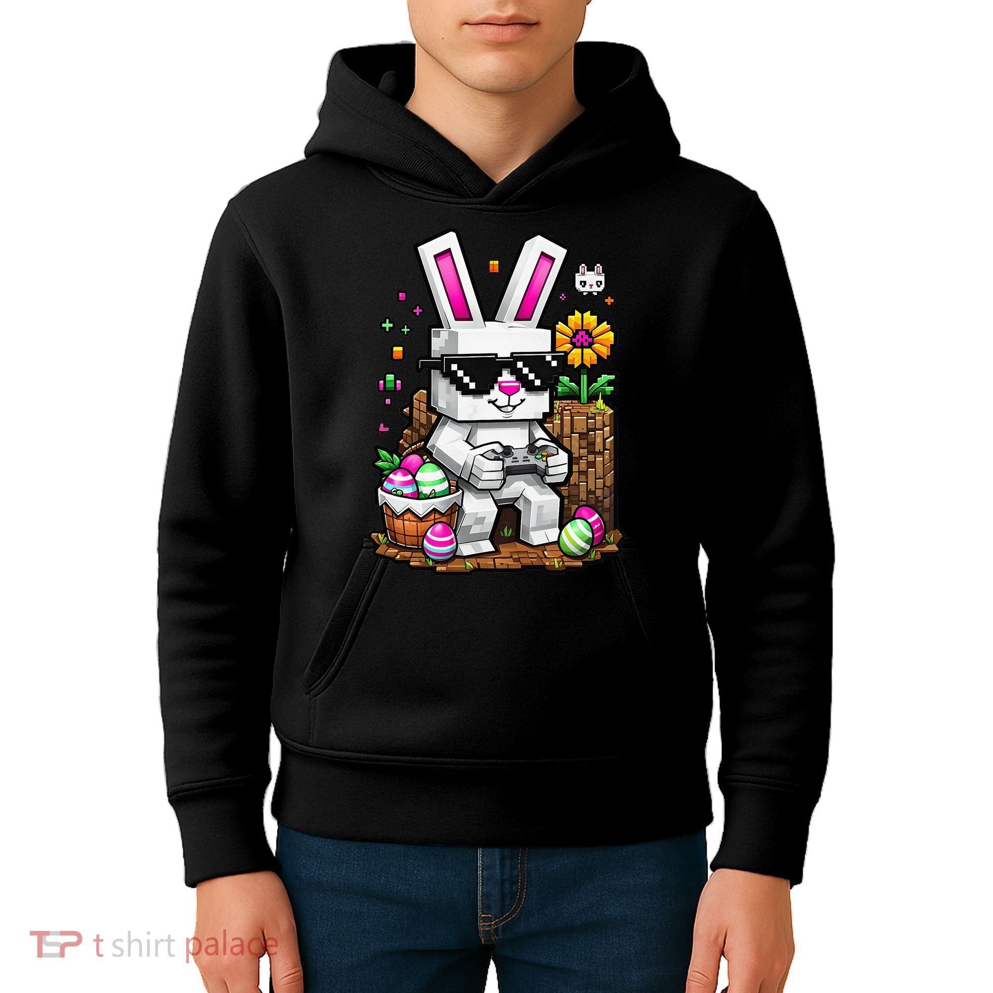 Happy Easter Day Bunny Egg Video Game Gamer Kids Hoodie