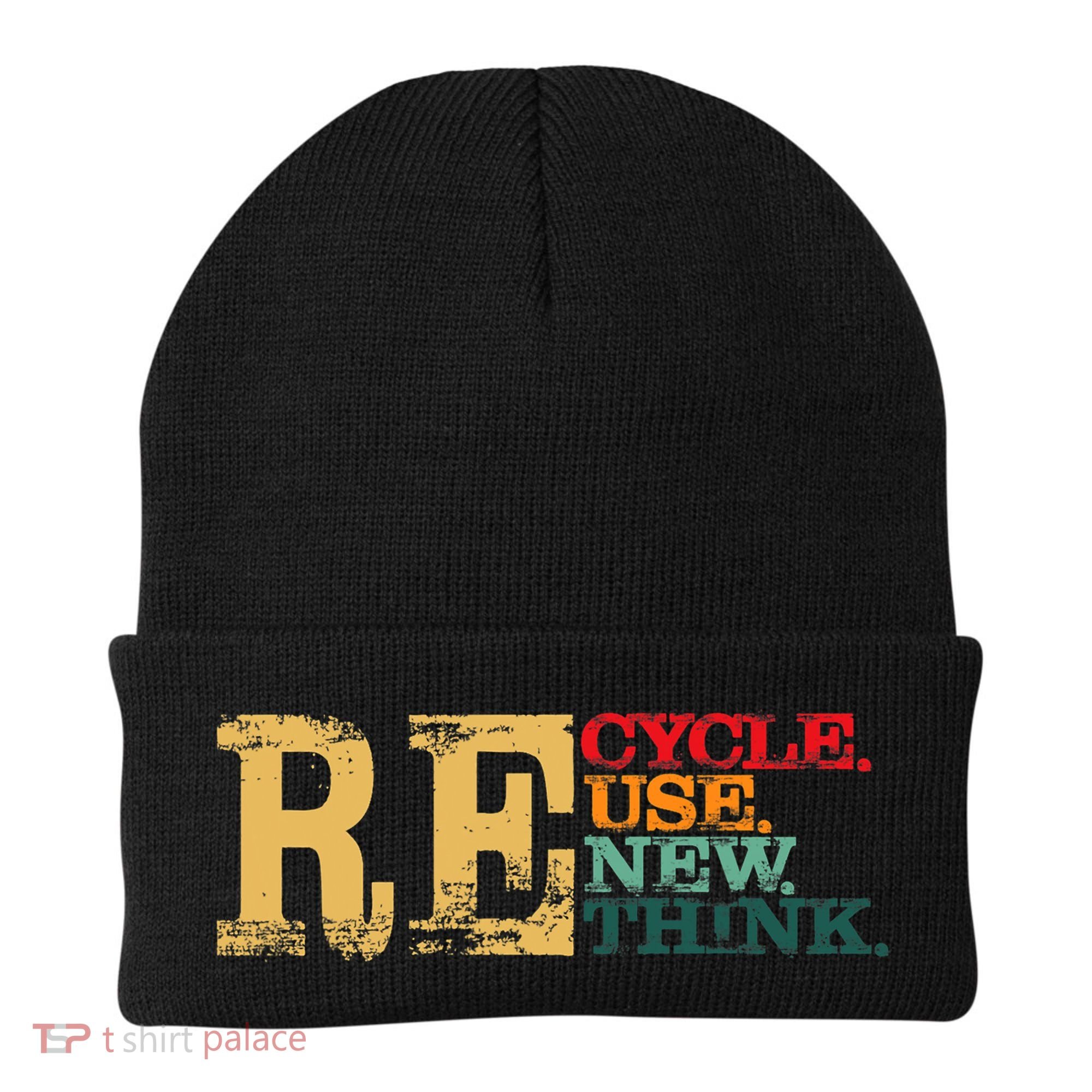 Happy Earth Day Recycle Reuse Renew Rethink Earth Day Retro Beanie