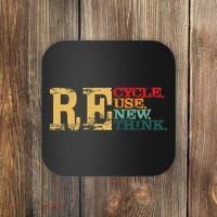 Happy Earth Day Recycle Reuse Renew Rethink Earth Day Retro Coaster thumb 0