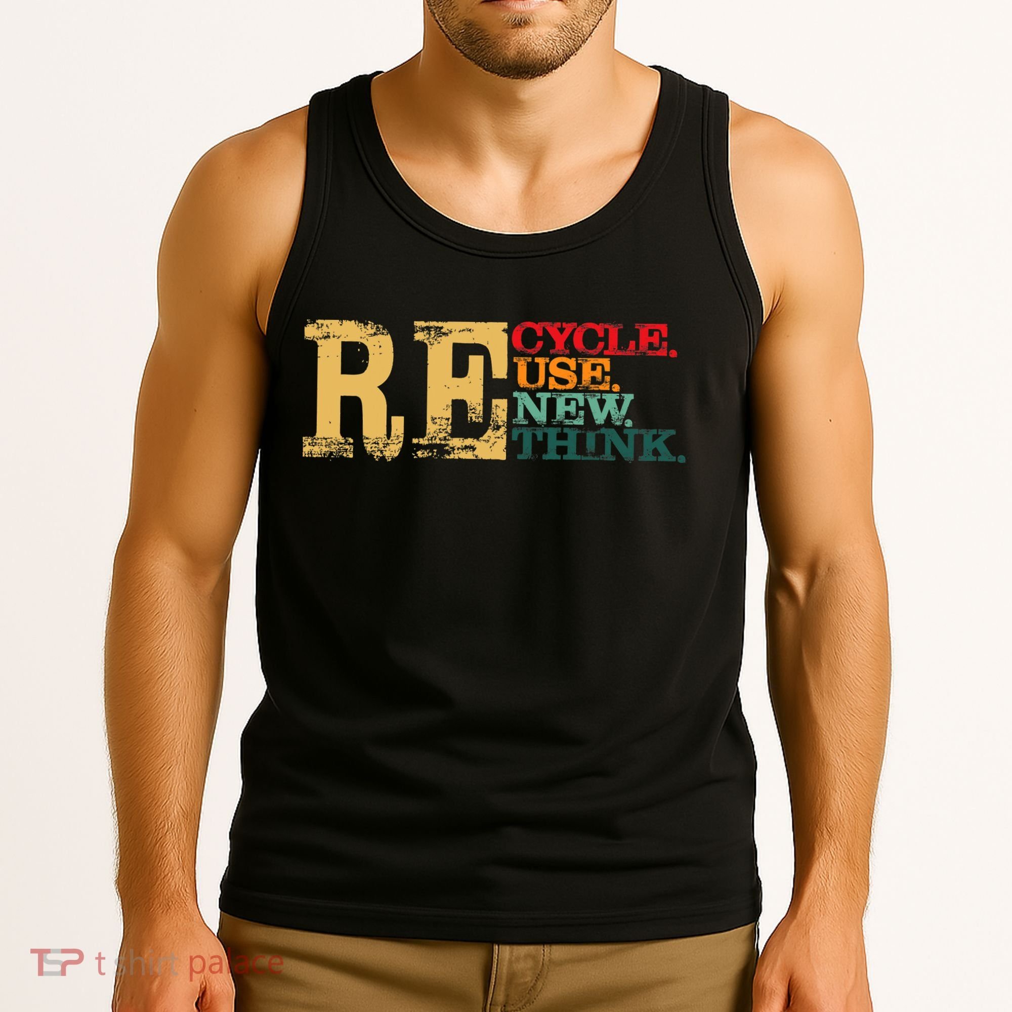 Happy Earth Day Recycle Reuse Renew Rethink Earth Day Retro Tank Top
