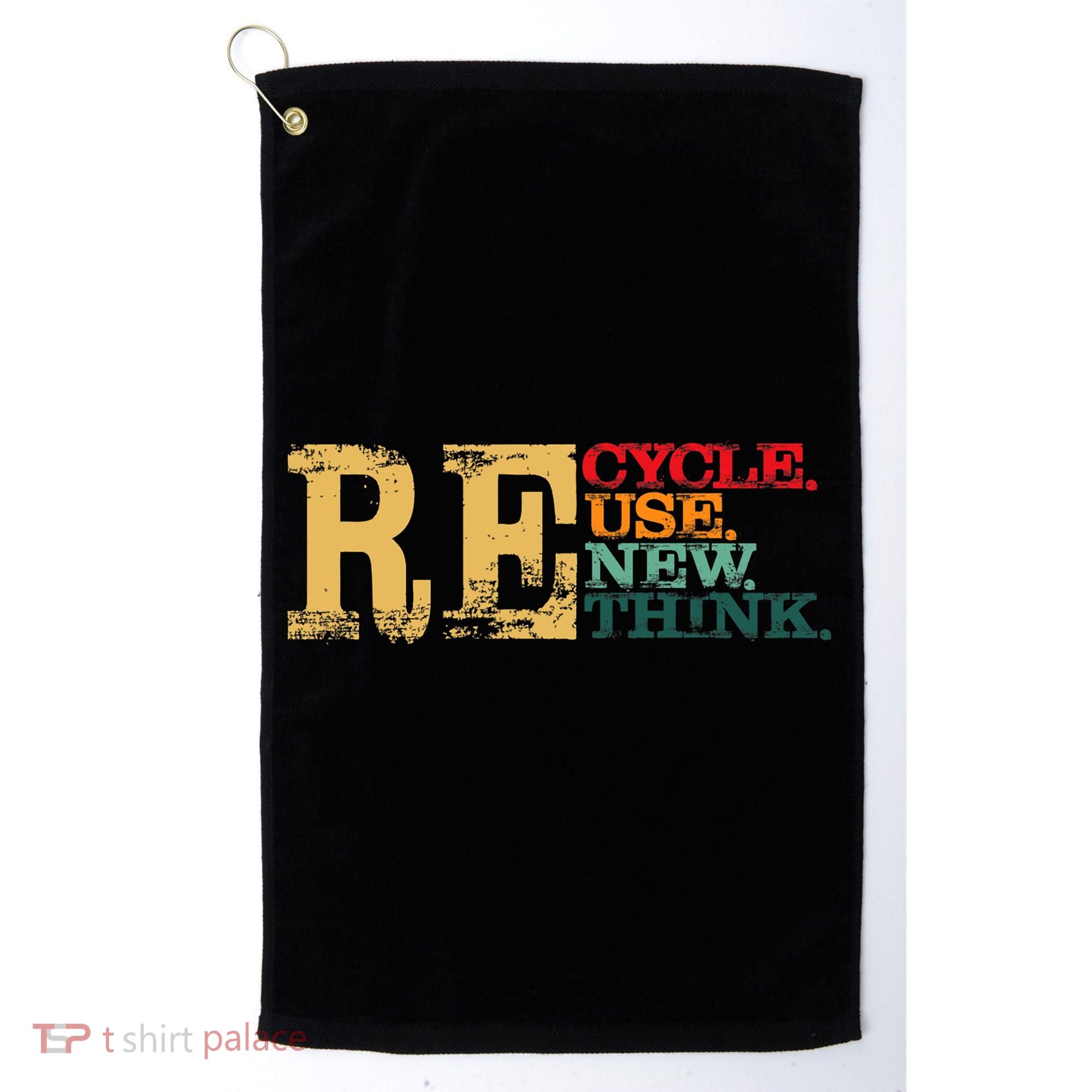 Happy Earth Day Recycle Reuse Renew Rethink Earth Day Retro Golf Towel