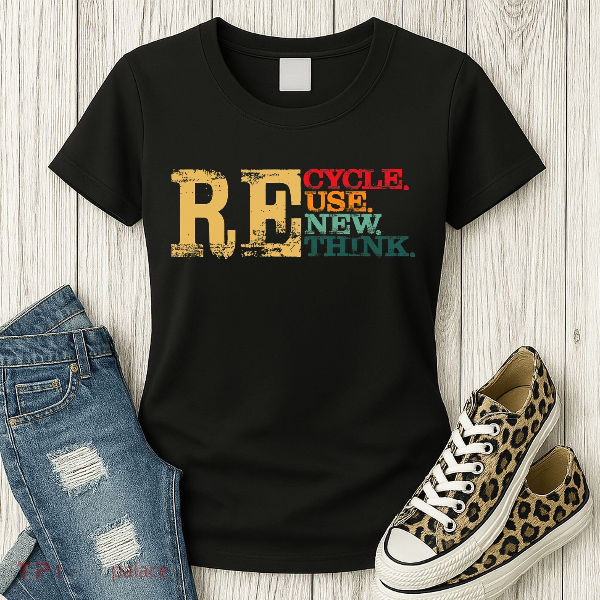 Happy Earth Day Recycle Reuse Renew Rethink Earth Day Retro Women's T-Shirt