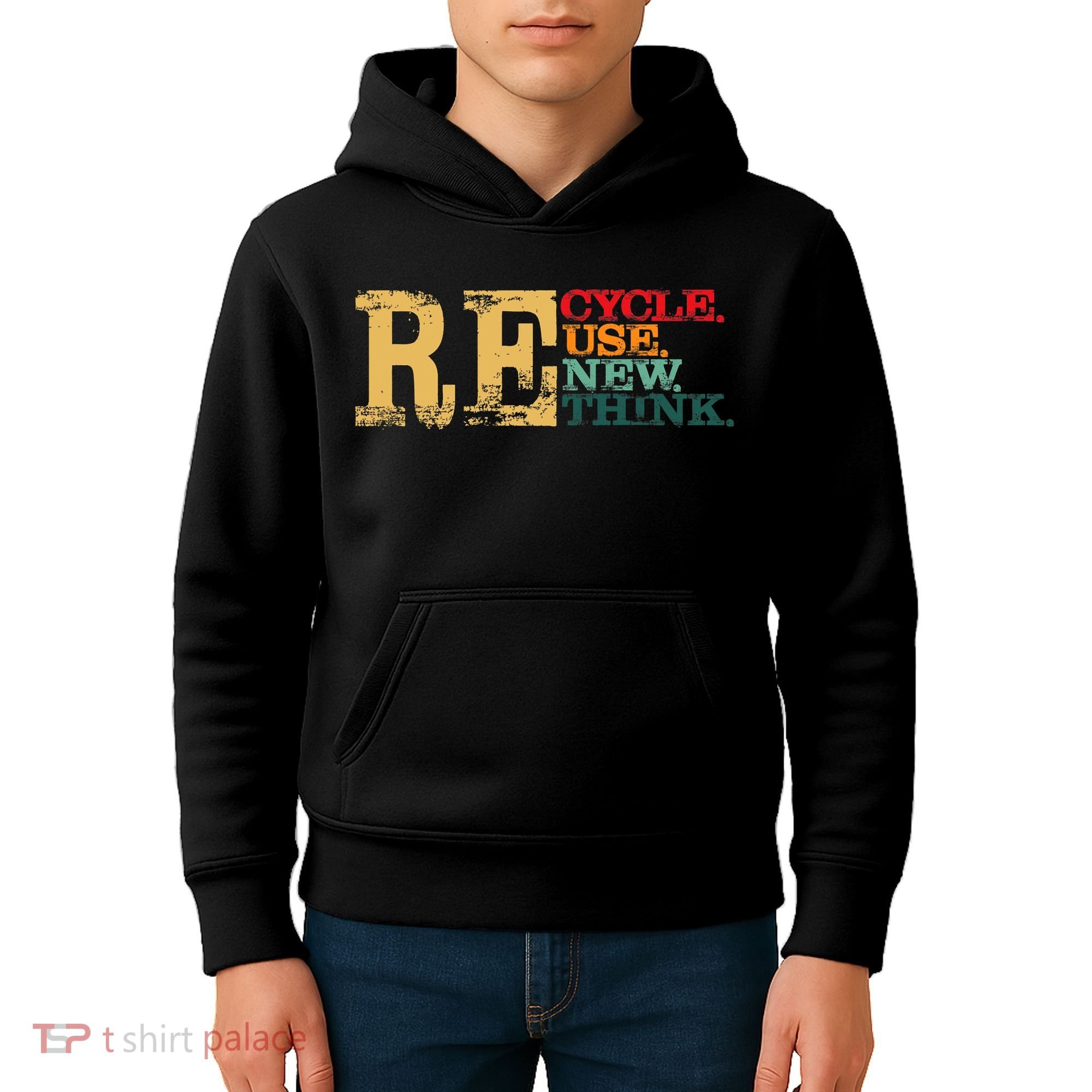 Happy Earth Day Recycle Reuse Renew Rethink Earth Day Retro Kids Hoodie