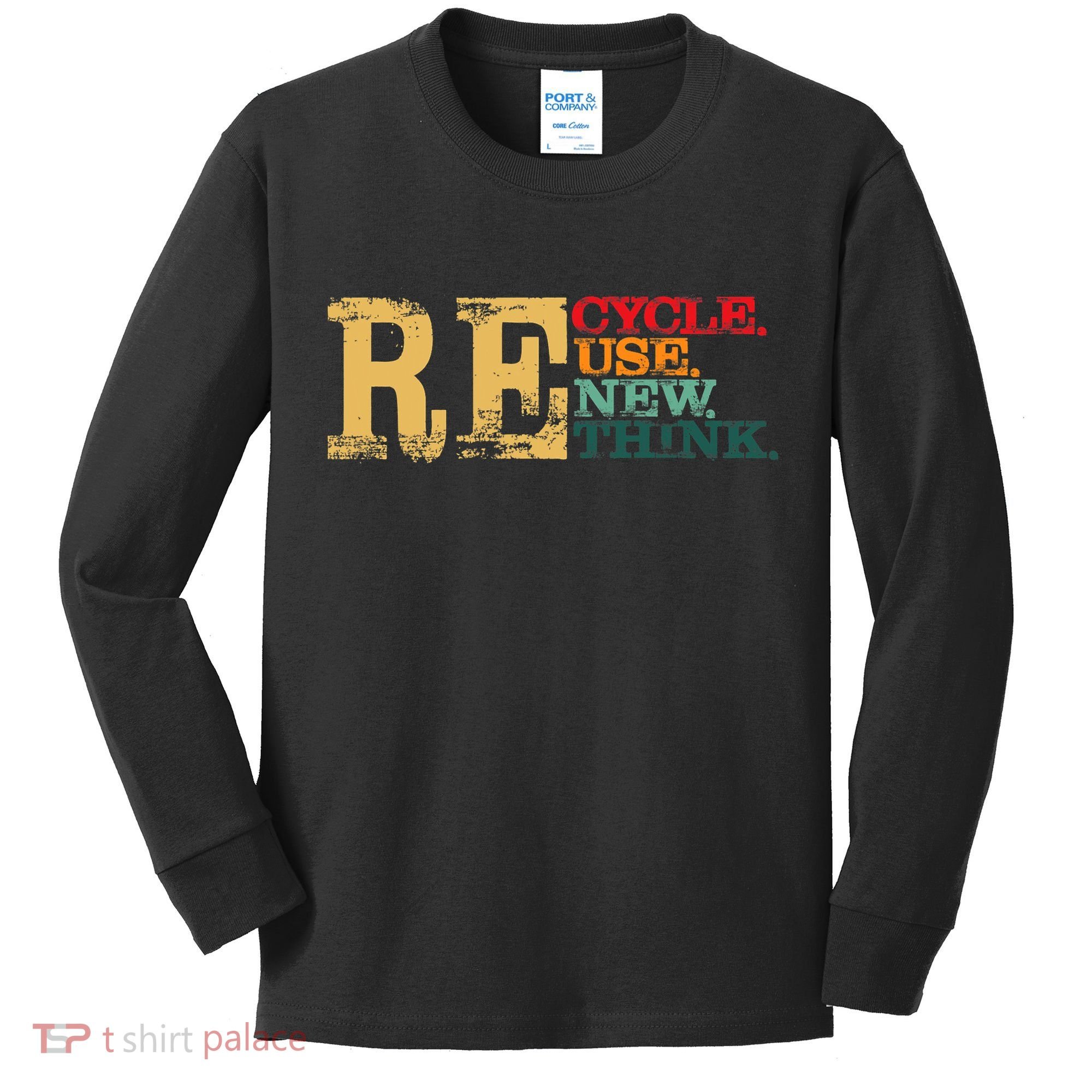 Happy Earth Day Recycle Reuse Renew Rethink Earth Day Retro Kids Long Sleeve Shirt