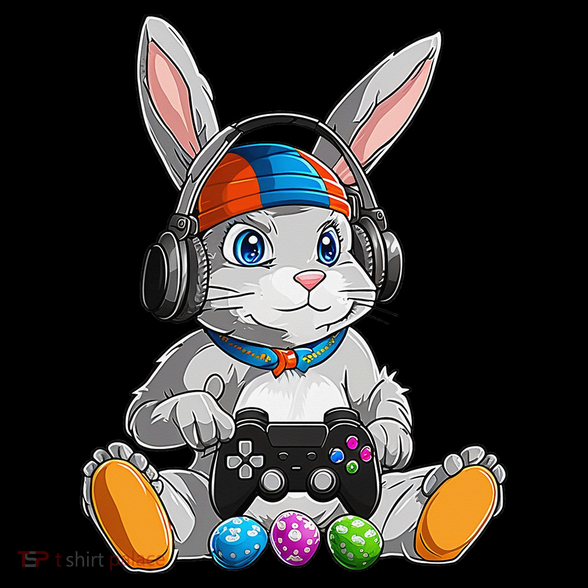Happy Easter Day Bunny Egg Funny Gamer USA-Made Doggie Bandana