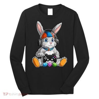 Happy Easter Day Bunny Egg Funny Gamer Long Sleeve Shirt