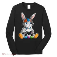 Happy Easter Day Bunny Egg Funny Gamer Long Sleeve Shirt thumb 0