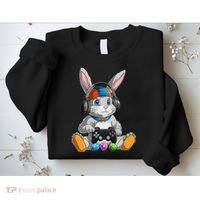 Happy Easter Day Bunny Egg Funny Gamer Sweatshirt thumb 2