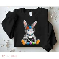 Happy Easter Day Bunny Egg Funny Gamer Sweatshirt thumb 2