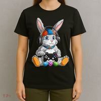 Happy Easter Day Bunny Egg Funny Gamer T-Shirt thumb 4