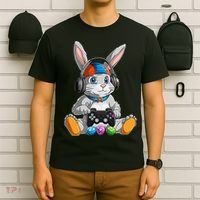 Happy Easter Day Bunny Egg Funny Gamer T-Shirt thumb 6