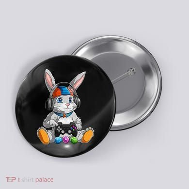 Happy Easter Day Bunny Egg Funny Gamer Button