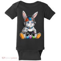 Happy Easter Day Bunny Egg Funny Gamer Baby Bodysuit thumb 0
