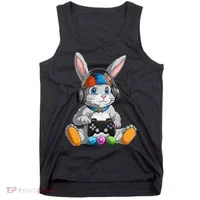 Happy Easter Day Bunny Egg Funny Gamer Tank Top thumb 0