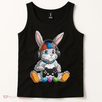 Happy Easter Day Bunny Egg Funny Gamer Tank Top thumb 2