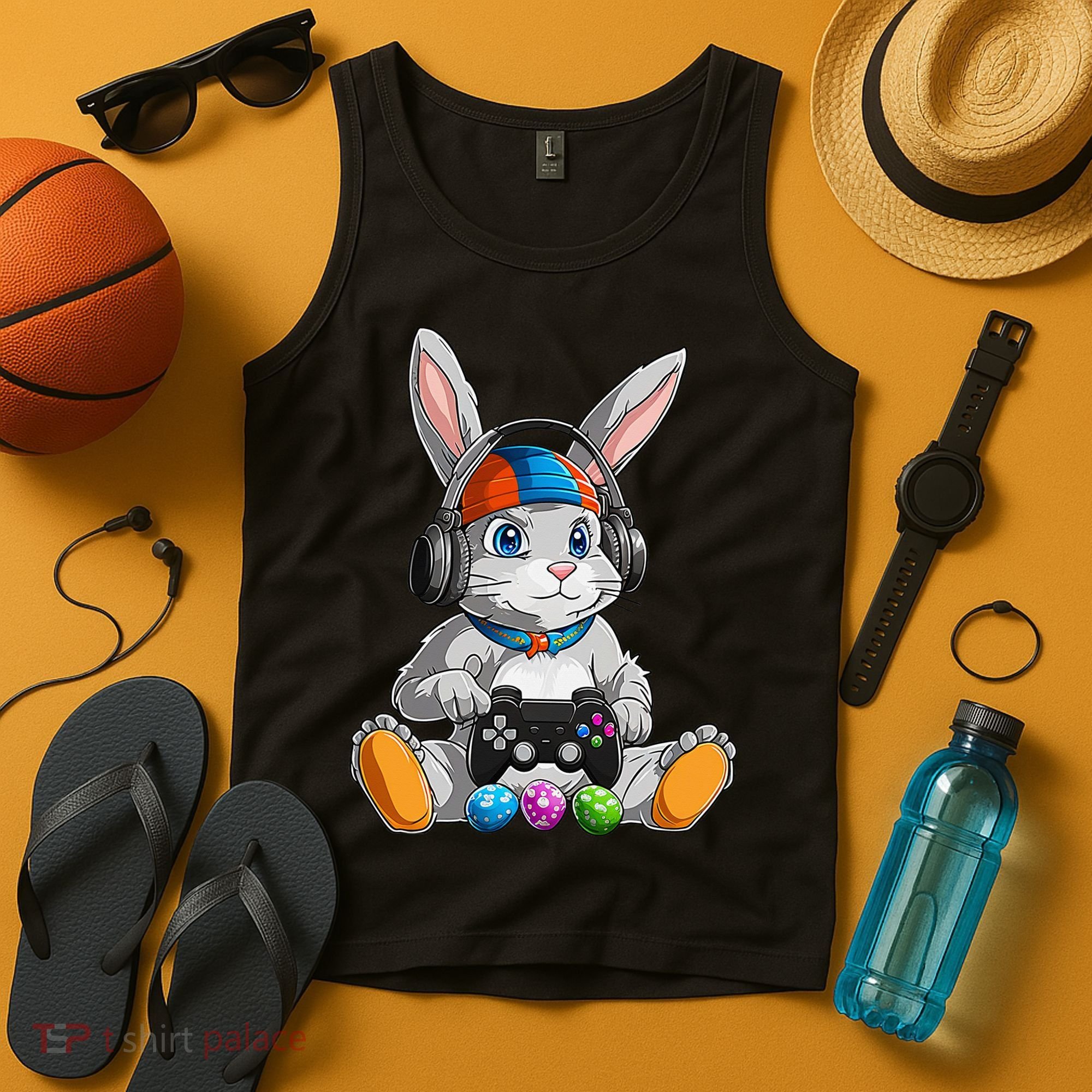 Happy Easter Day Bunny Egg Funny Gamer Tank Top