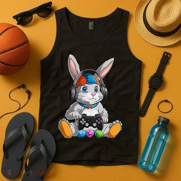 Happy Easter Day Bunny Egg Funny Gamer Tank Top