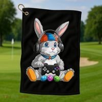 Happy Easter Day Bunny Egg Funny Gamer Golf Towel thumb 1