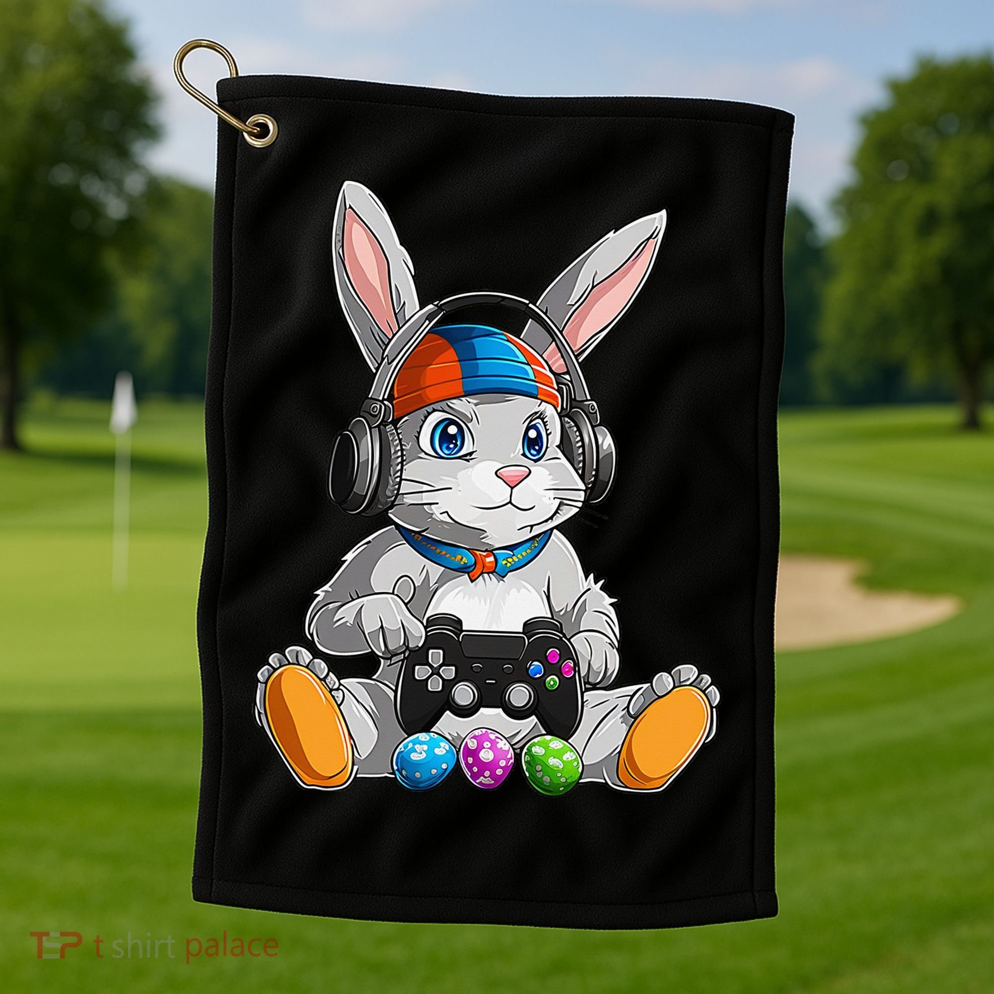 Happy Easter Day Bunny Egg Funny Gamer Golf Towel
