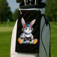 Happy Easter Day Bunny Egg Funny Gamer Golf Towel thumb 2