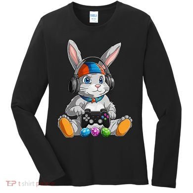 Happy Easter Day Bunny Egg Funny Gamer Women's Long Sleeve Shirt