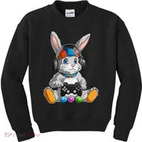 Happy Easter Day Bunny Egg Funny Gamer Kids Sweatshirt thumb 0