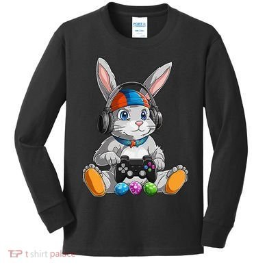 Happy Easter Day Bunny Egg Funny Gamer Kids Long Sleeve Shirt