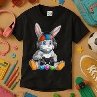 Happy Easter Day Bunny Egg Funny Gamer Kids T-Shirt thumb 3