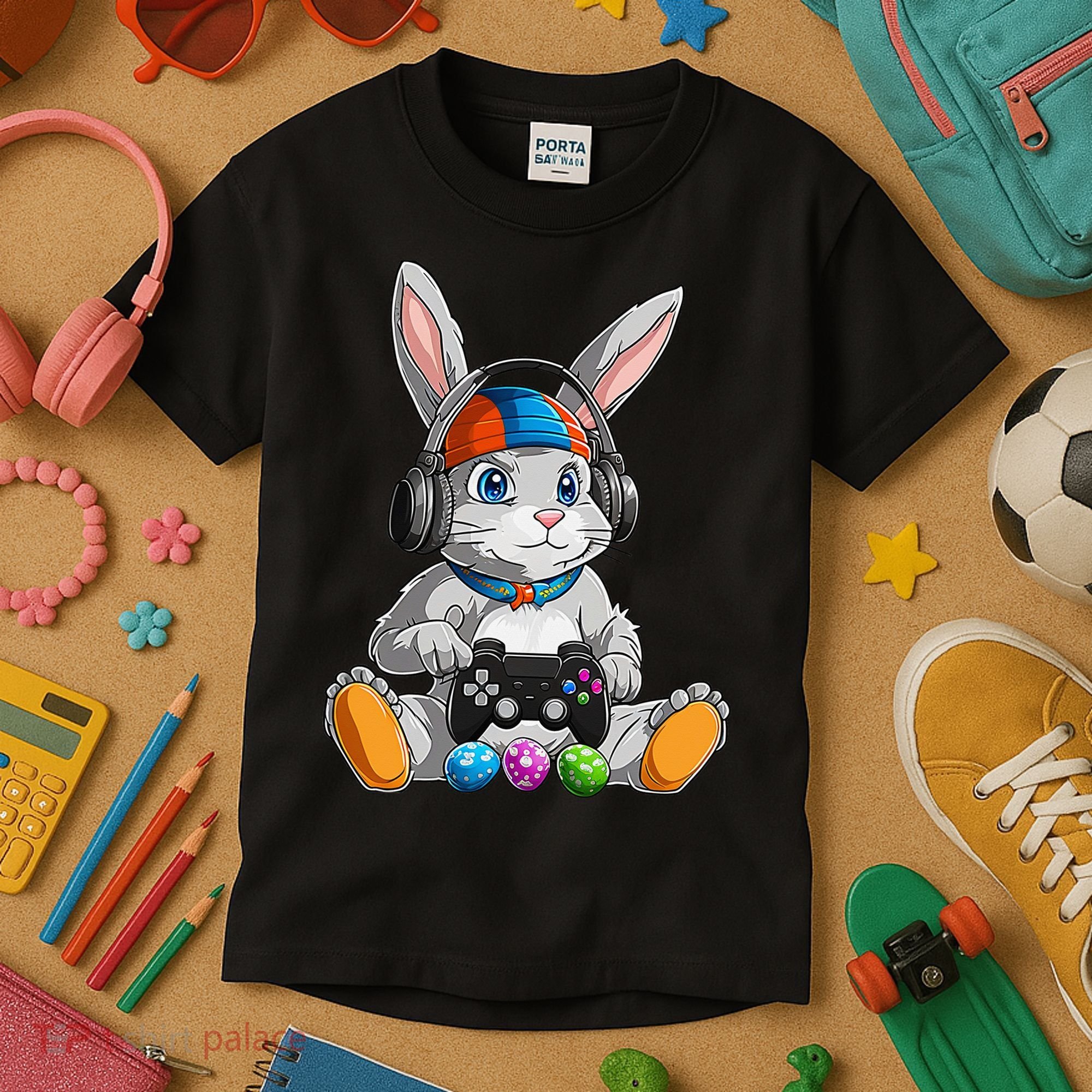 Happy Easter Day Bunny Egg Funny Gamer Kids T-Shirt