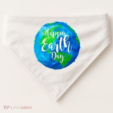 Happy Earth Day Globe USA-Made Doggie Bandana