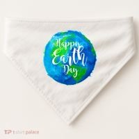 Happy Earth Day Globe USA-Made Doggie Bandana thumb 0