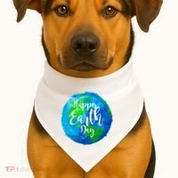 Happy Earth Day Globe USA-Made Doggie Bandana thumb 1