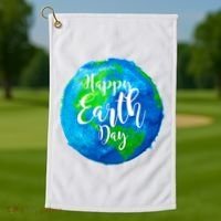 Happy Earth Day Globe Golf Towel thumb 1