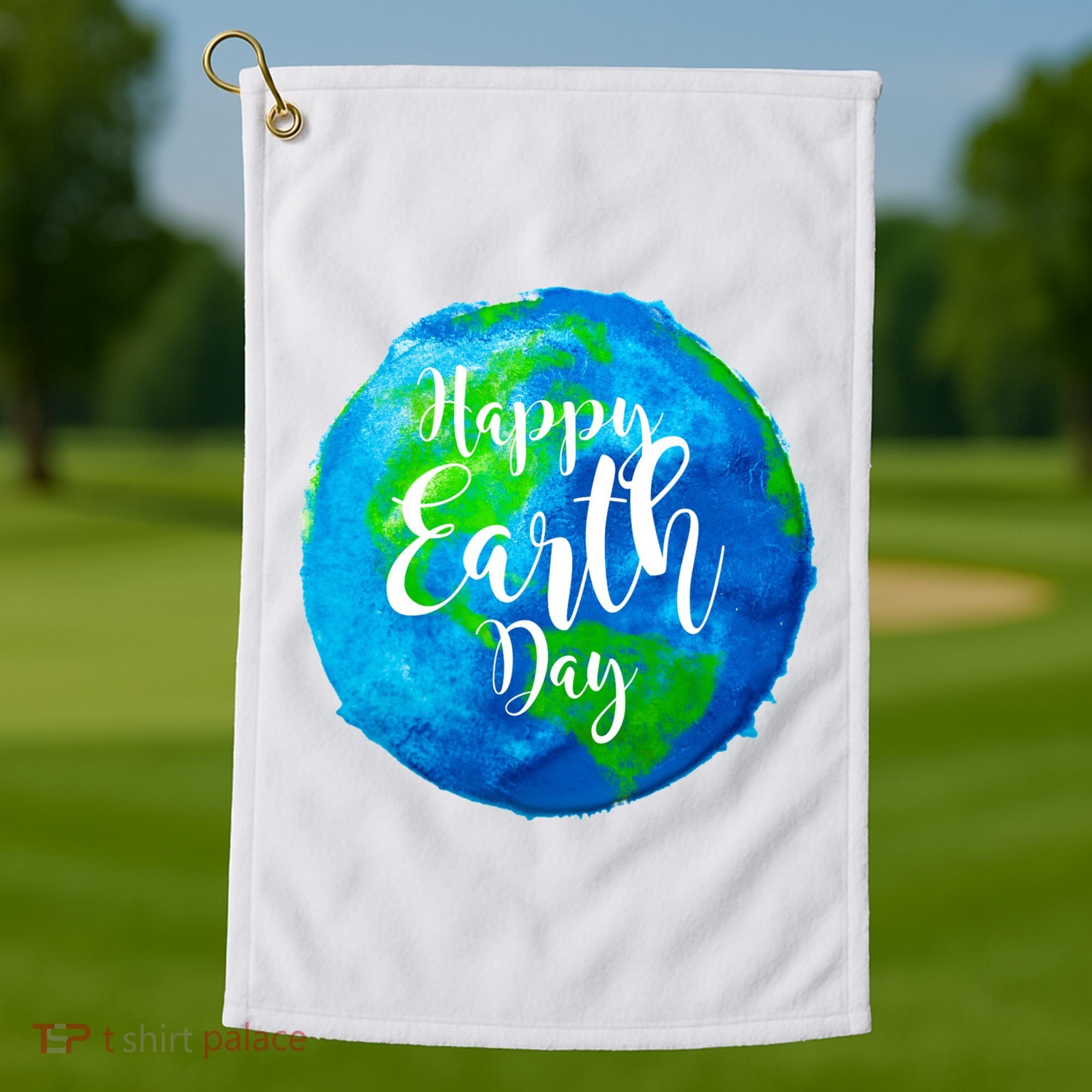 Happy Earth Day Globe Golf Towel