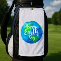 Happy Earth Day Globe Golf Towel thumb 2