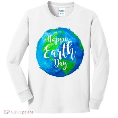 Happy Earth Day Globe Kids Long Sleeve Shirt