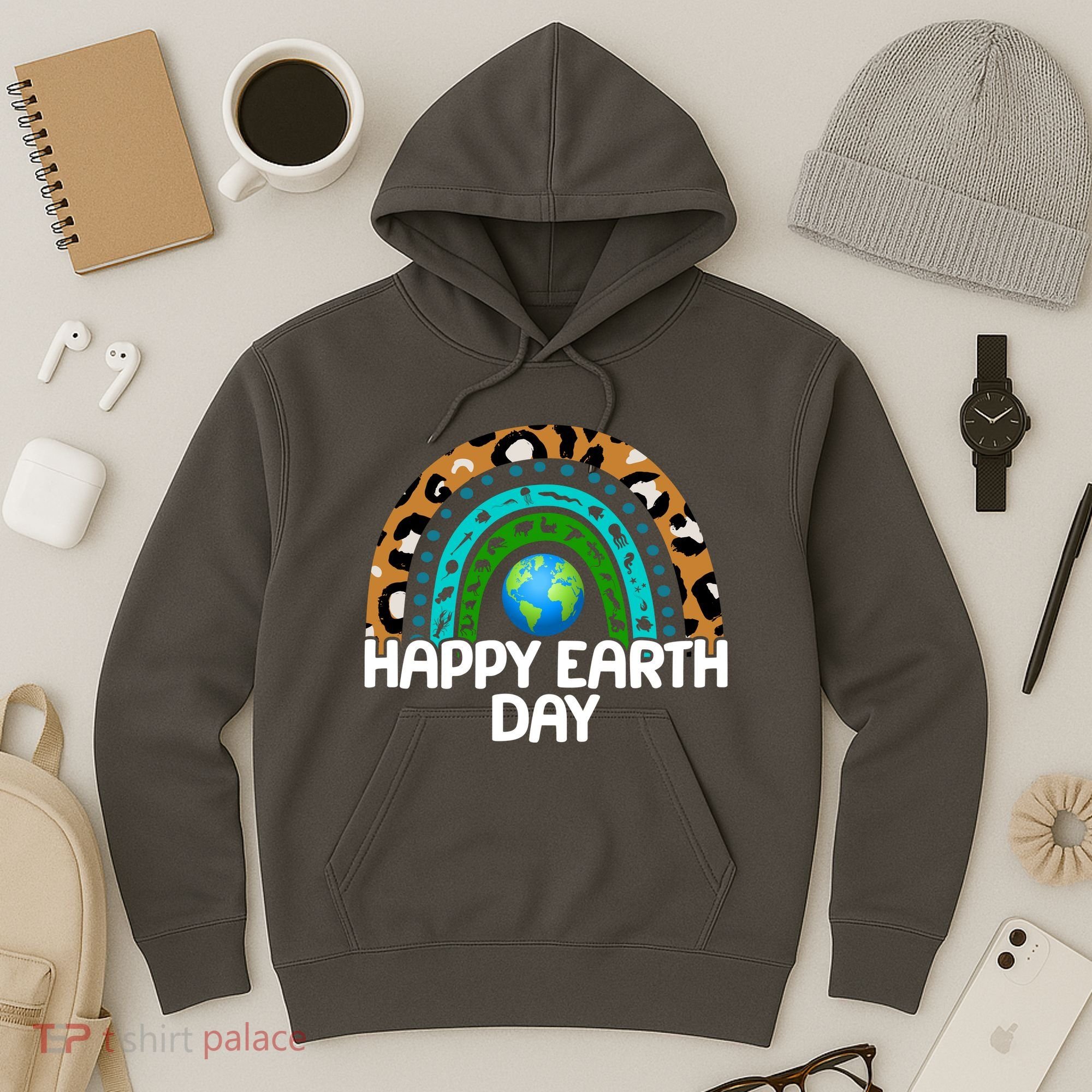Happy Earth Day Wildlife Sealife Rainbow Hoodie