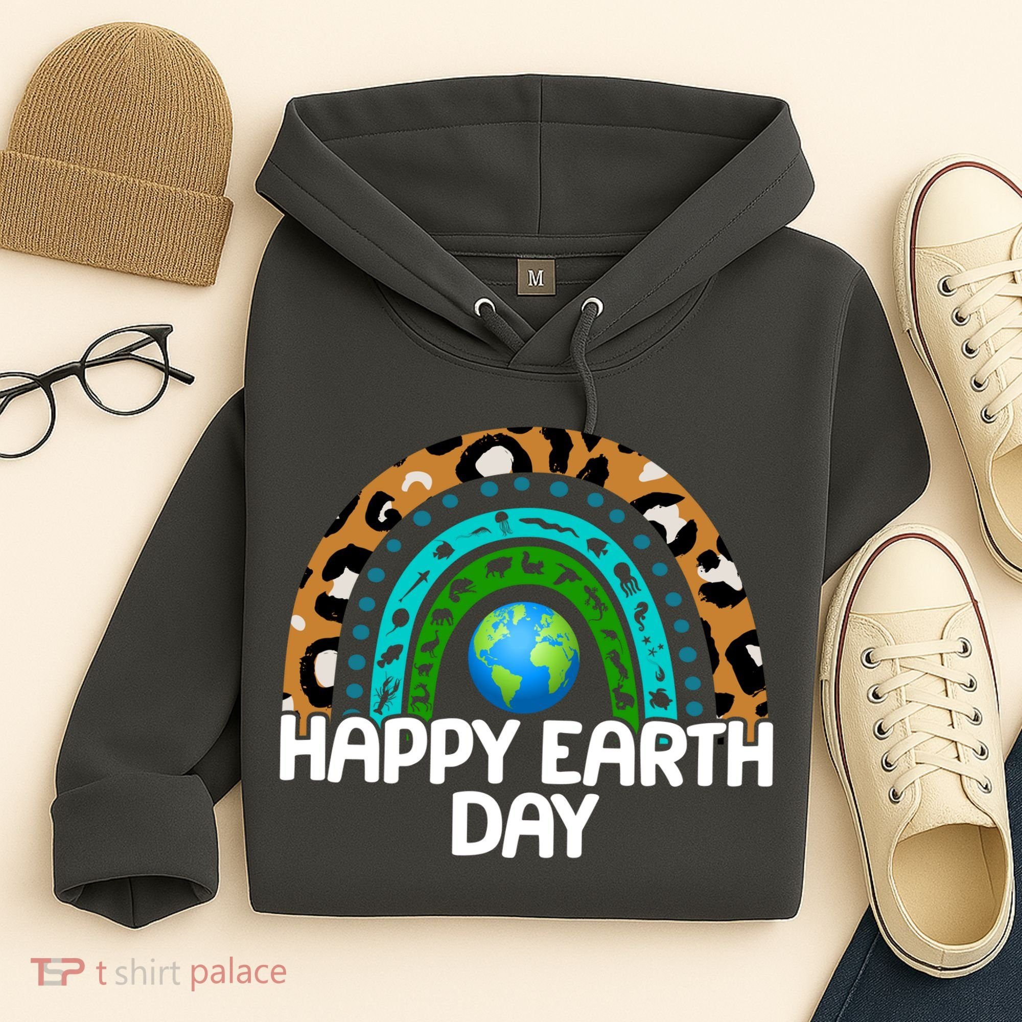 Happy Earth Day Wildlife Sealife Rainbow Hoodie