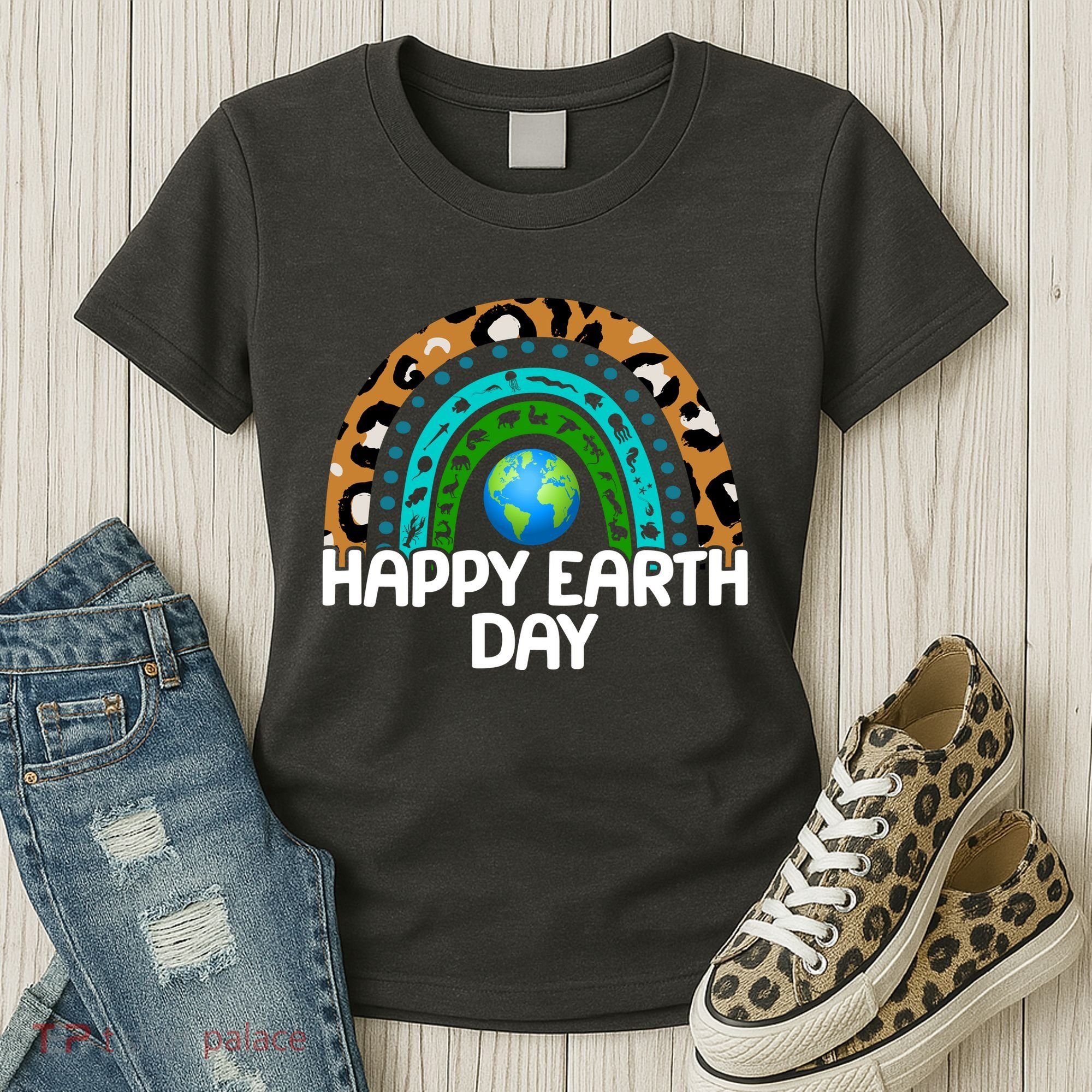 Happy Earth Day Wildlife Sealife Rainbow Women's T-Shirt