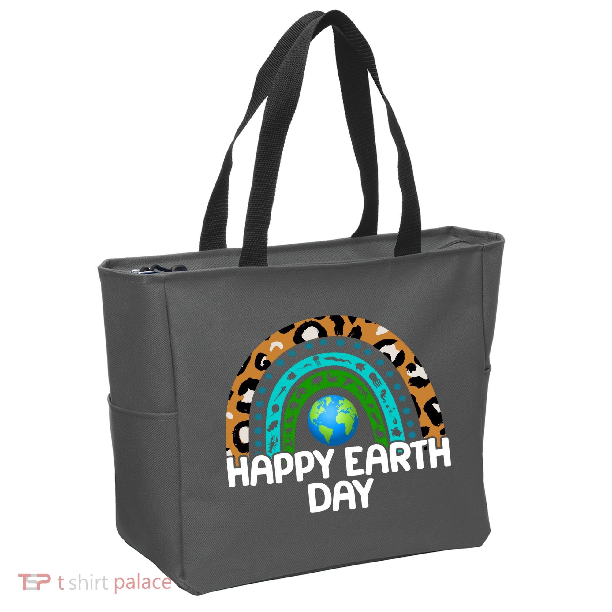 Happy Earth Day Wildlife Sealife Rainbow Tote Bag