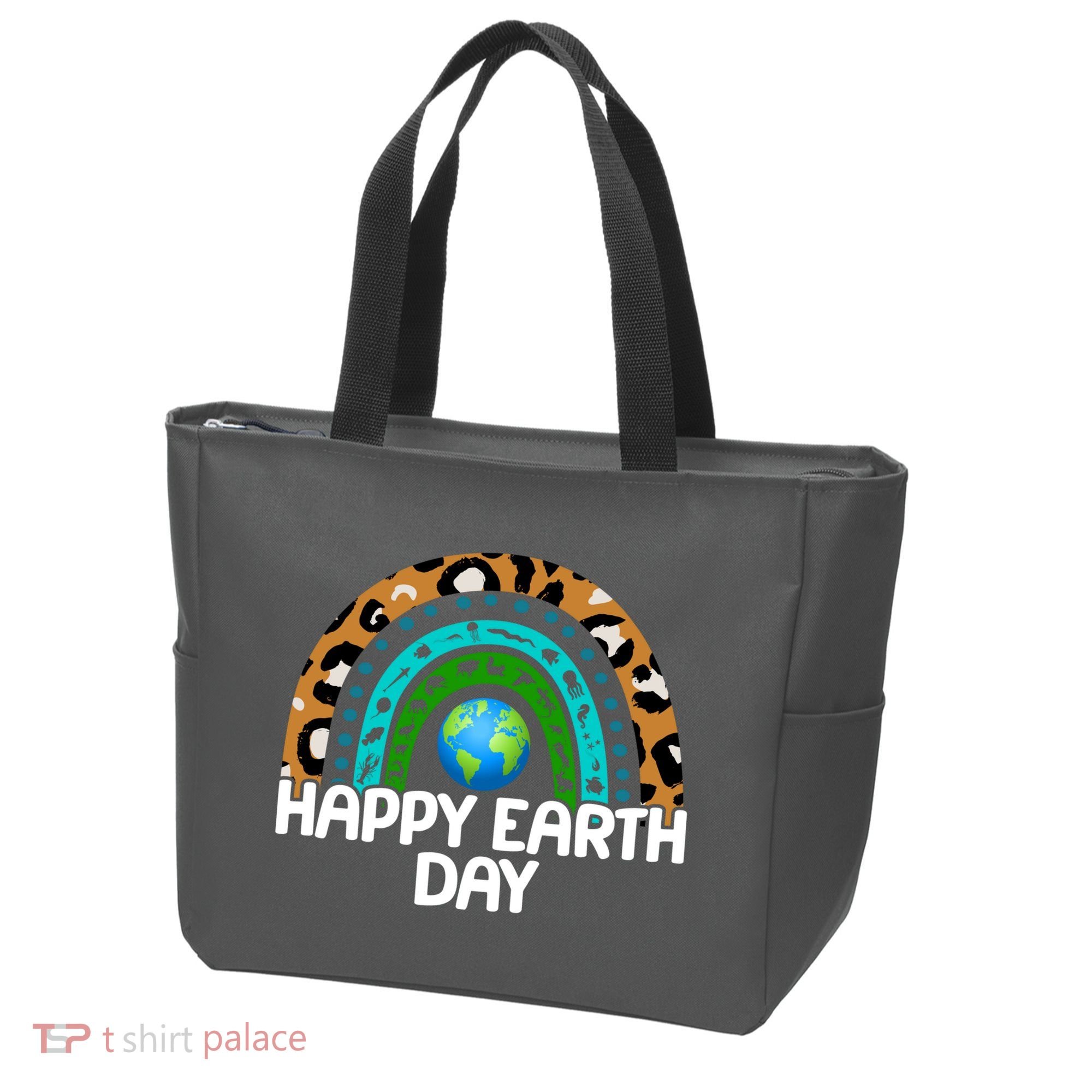 Happy Earth Day Wildlife Sealife Rainbow Tote Bag