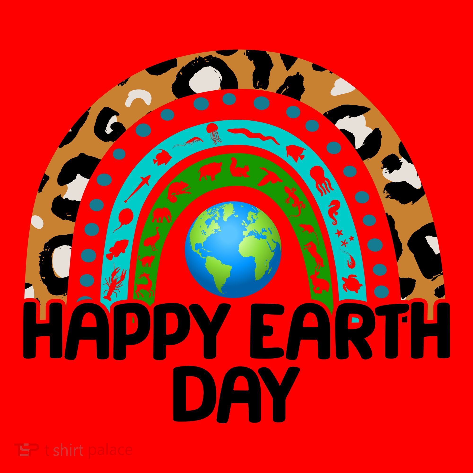 Happy Earth Day Wildlife Sealife Rainbow Santa Hat