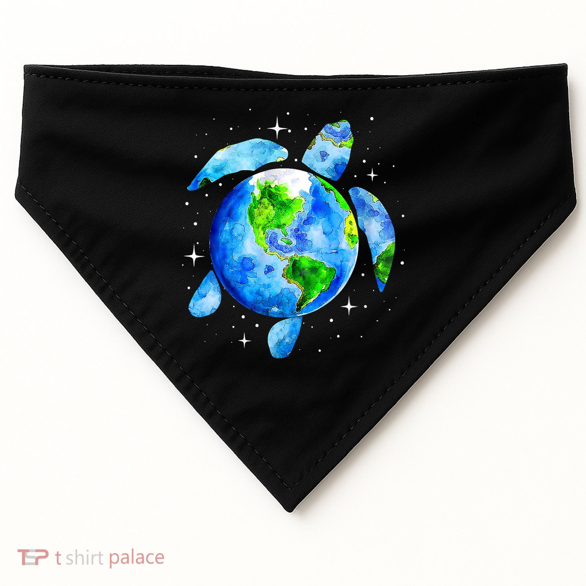 Happy Earth Day Restore Save The Planet Earth Sea Turtle Art Gift USA-Made Doggie Bandana