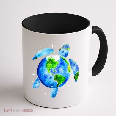 Happy Earth Day Restore Save The Planet Earth Sea Turtle Art Gift Coffee Mug back