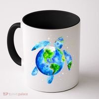 Happy Earth Day Restore Save The Planet Earth Sea Turtle Art Gift Coffee Mug thumb 0