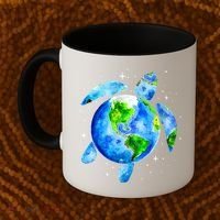 Happy Earth Day Restore Save The Planet Earth Sea Turtle Art Gift Coffee Mug thumb 2