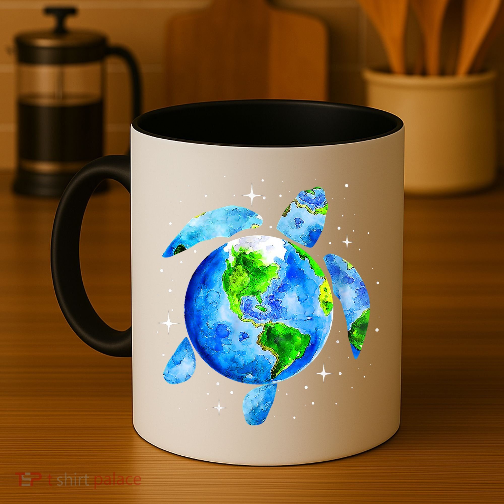 Happy Earth Day Restore Save The Planet Earth Sea Turtle Art Gift Coffee Mug